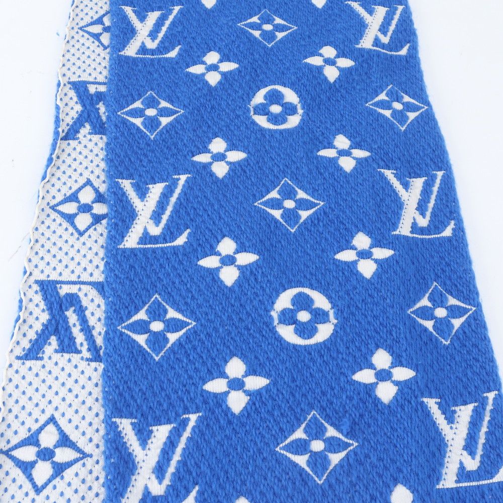 Louis Vuitton Tag Echarpe Logo Mania Silk Monogram Blue Scarf — view 3