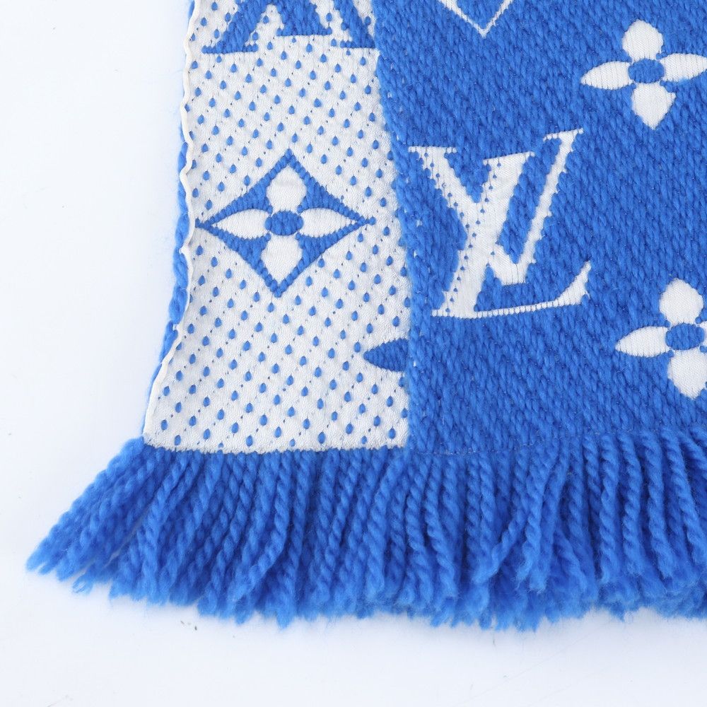 Louis Vuitton Tag Echarpe Logo Mania Silk Monogram Blue Scarf — view 4