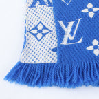 Louis Vuitton Tag Echarpe Logo Mania Silk Monogram Blue Scarf — view 4