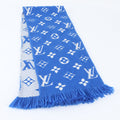 Louis Vuitton Tag Echarpe Logo Mania Silk Monogram Blue Scarf