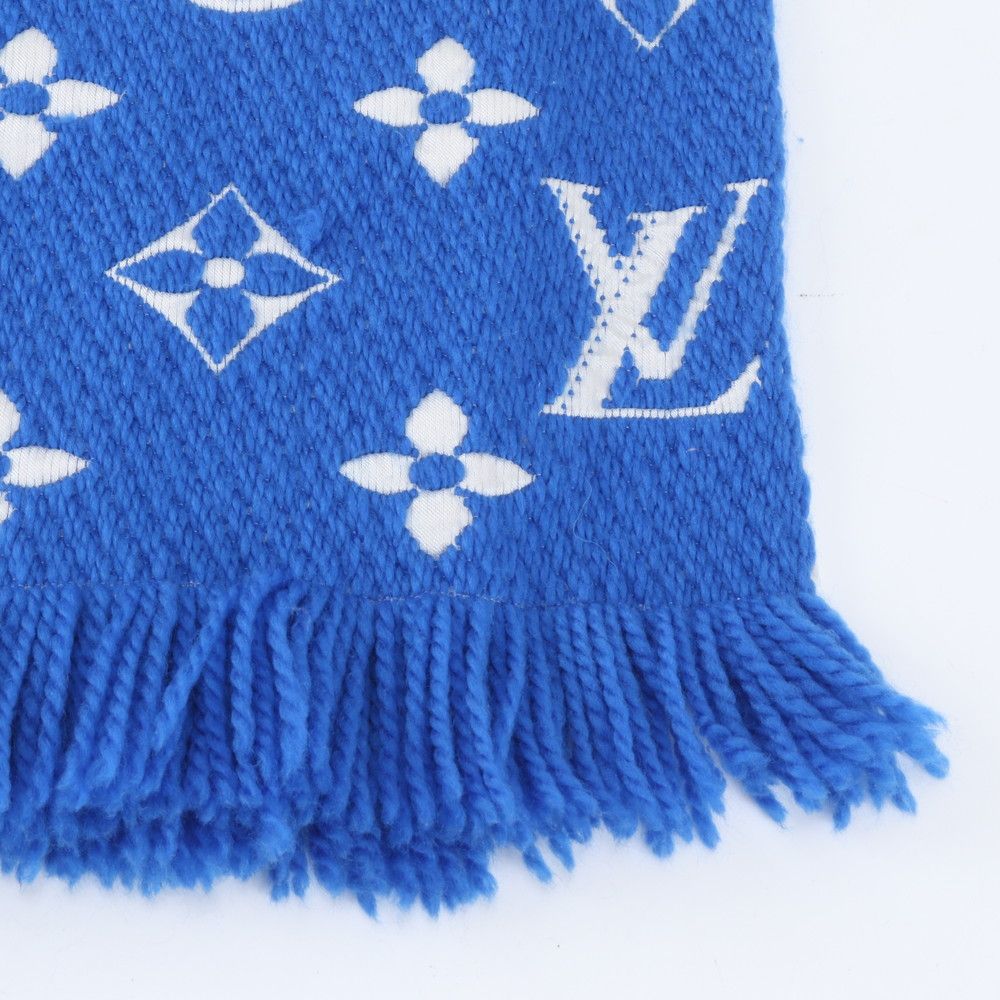 Louis Vuitton Tag Echarpe Logo Mania Silk Monogram Blue Scarf — view 5