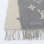 Louis Vuitton Tag Echarpe Reykjavik Cashmere 100% Monogram Fringe Scarf Gray — view 3