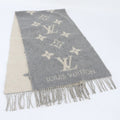 Louis Vuitton Tag Echarpe Reykjavik Cashmere 100% Monogram Fringe Scarf Gray