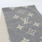 Louis Vuitton Tag Echarpe Reykjavik Cashmere 100% Monogram Fringe Scarf Gray — view 2