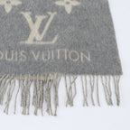 Louis Vuitton Tag Echarpe Reykjavik Cashmere 100% Monogram Fringe Scarf Gray — view 4