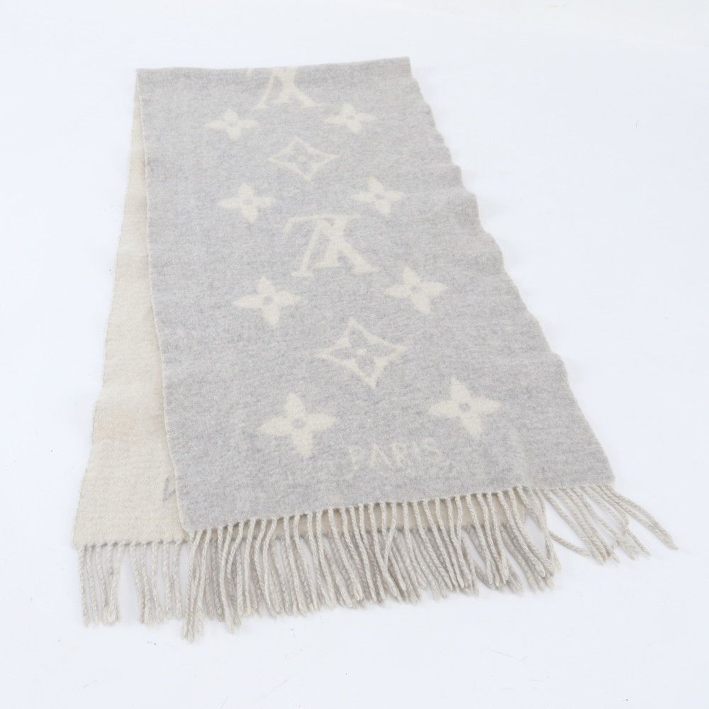 Louis Vuitton Tag Echarpe Reykjavik Cashmere 100% Monogram Scarf Gray — view 5