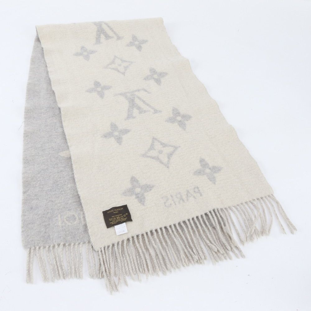Louis Vuitton Tag Echarpe Reykjavik Cashmere 100% Monogram Scarf Gray — view 6