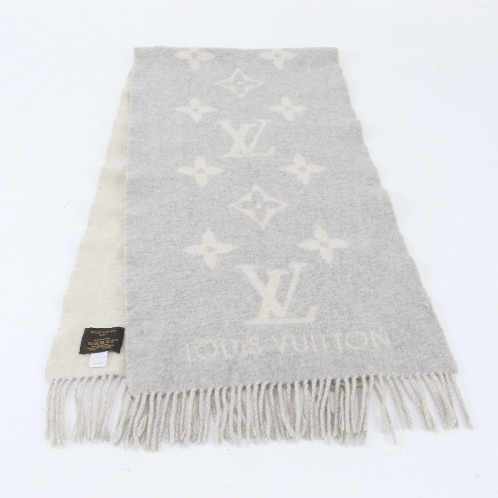 Louis Vuitton Tag Echarpe Reykjavik Cashmere 100% Monogram Scarf Gray