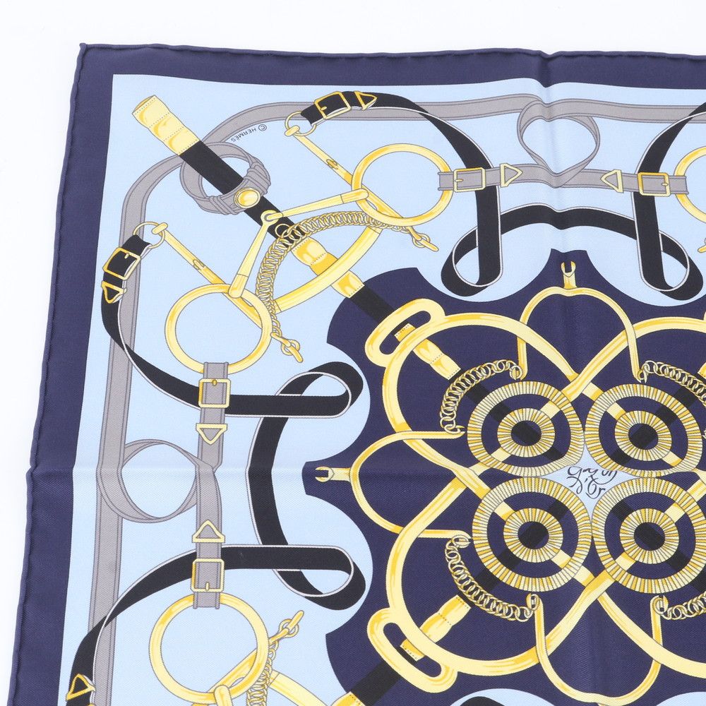 Hermes Tagged Carre Eperon D'or Yellow Gold Spurs Silk 100% Scarf — view 3