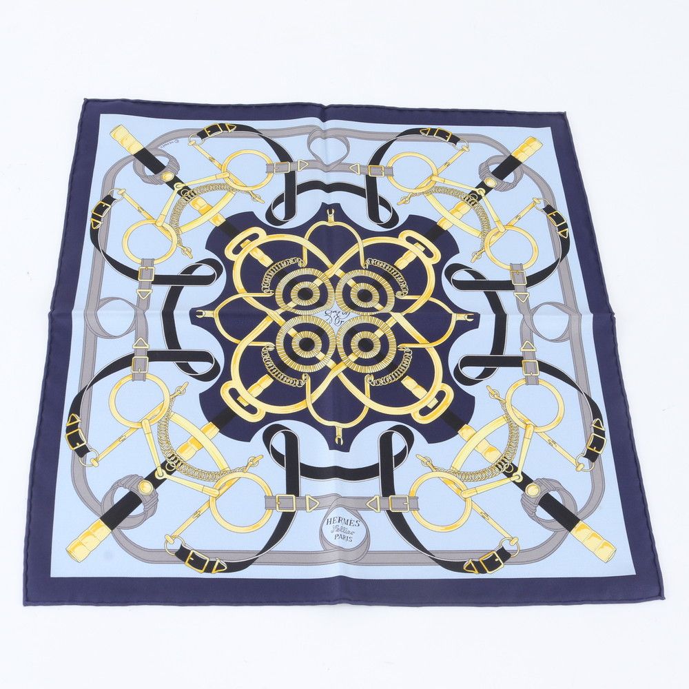 Hermes Tagged Carre Eperon D'or Yellow Gold Spurs Silk 100% Scarf