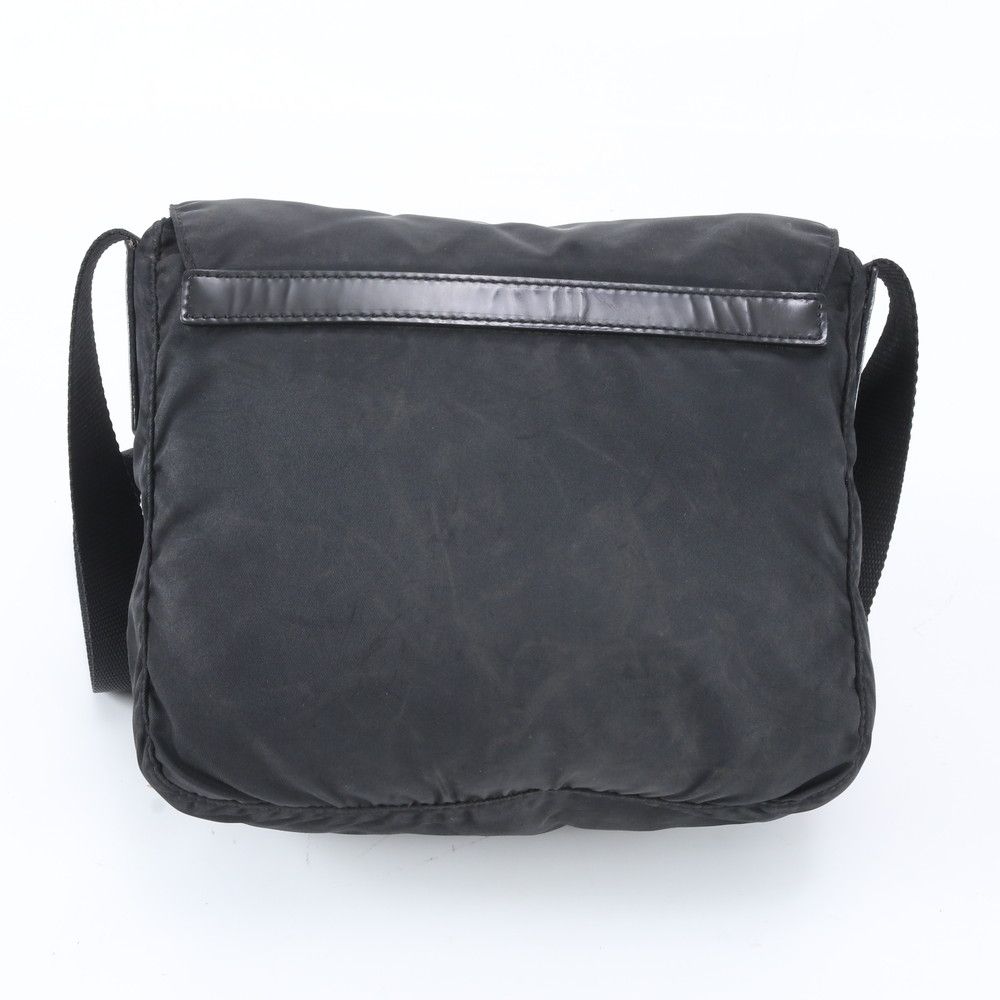 Prada Tessuto Nylon Triangle Logo Leather Shoulder Bag Crossbody Messenger — view 3