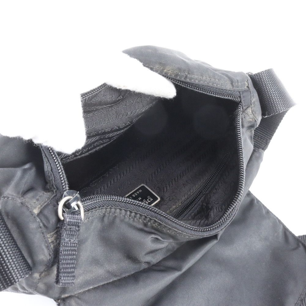 Prada Tessuto Nylon Triangle Logo Leather Shoulder Bag Crossbody Messenger — view 7
