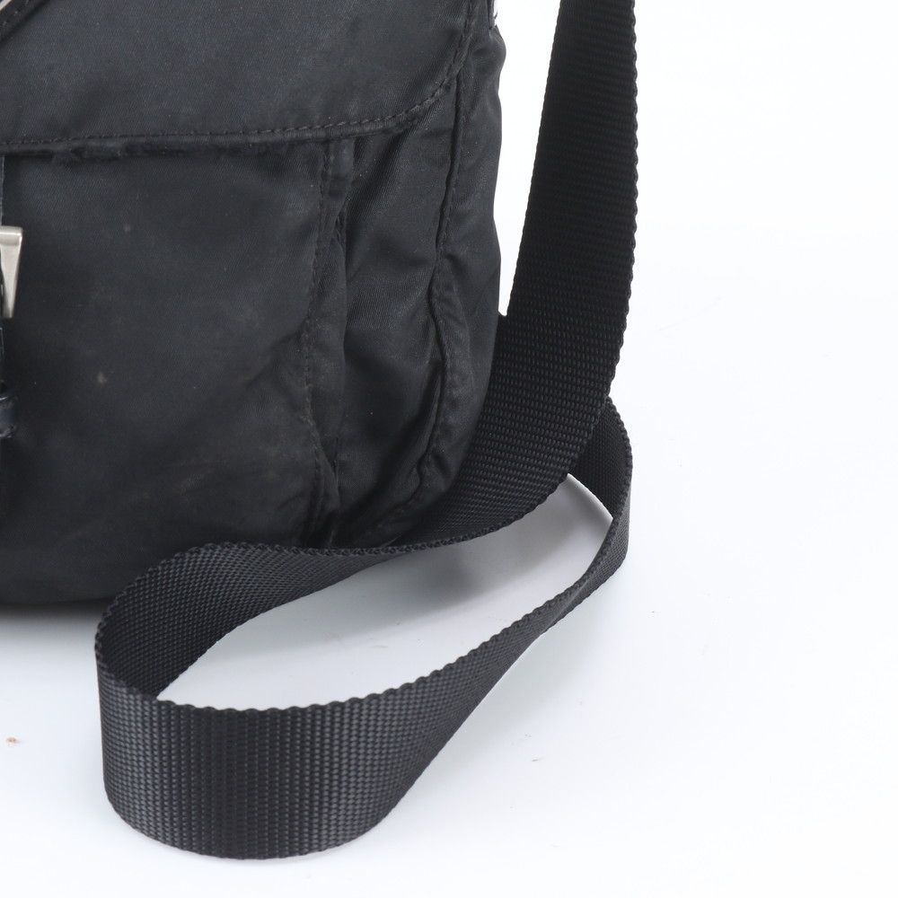 Prada Tessuto Nylon Triangle Logo Leather Shoulder Bag Crossbody Messenger — view 2