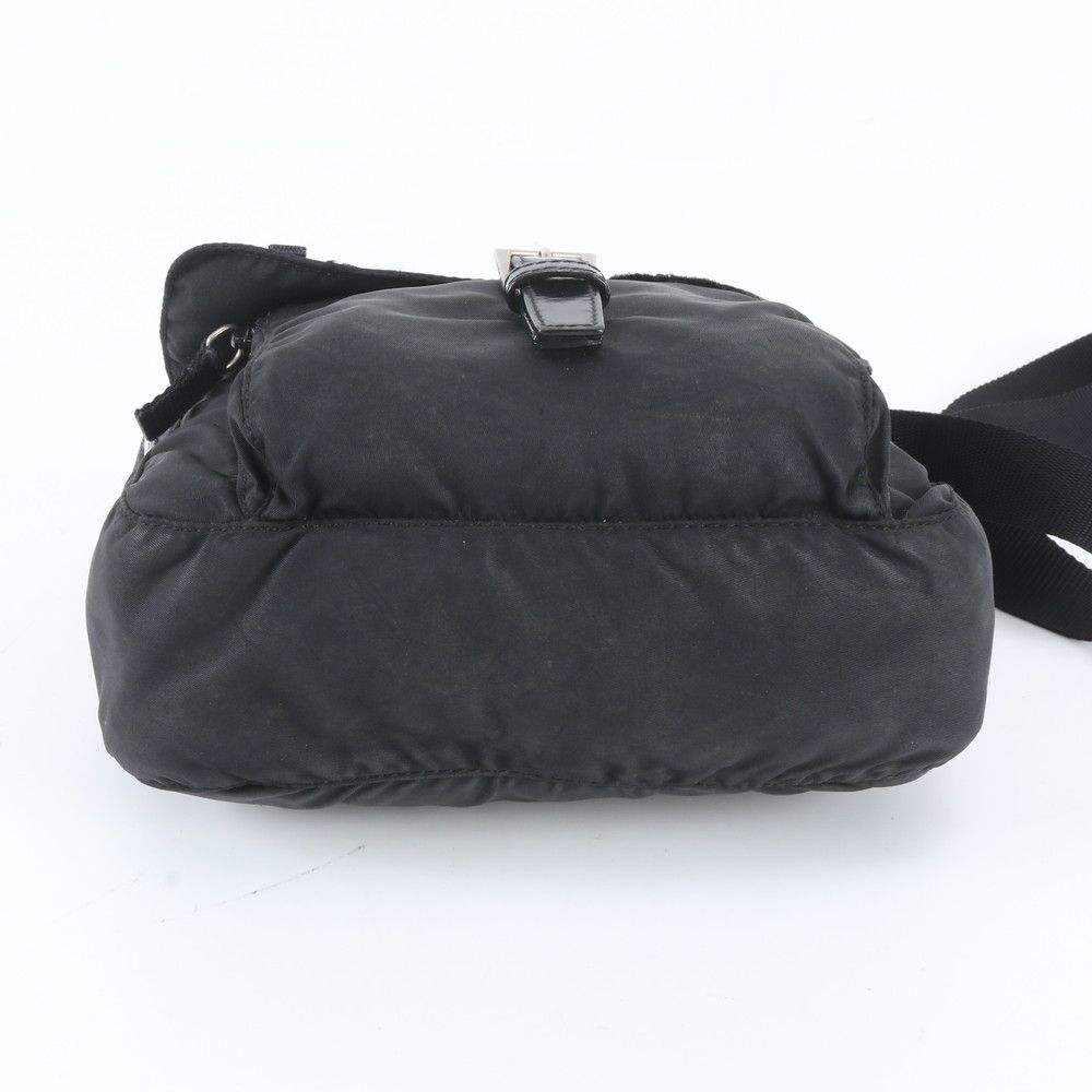 Prada Tessuto Nylon Triangle Logo Leather Shoulder Bag Crossbody Messenger — view 5