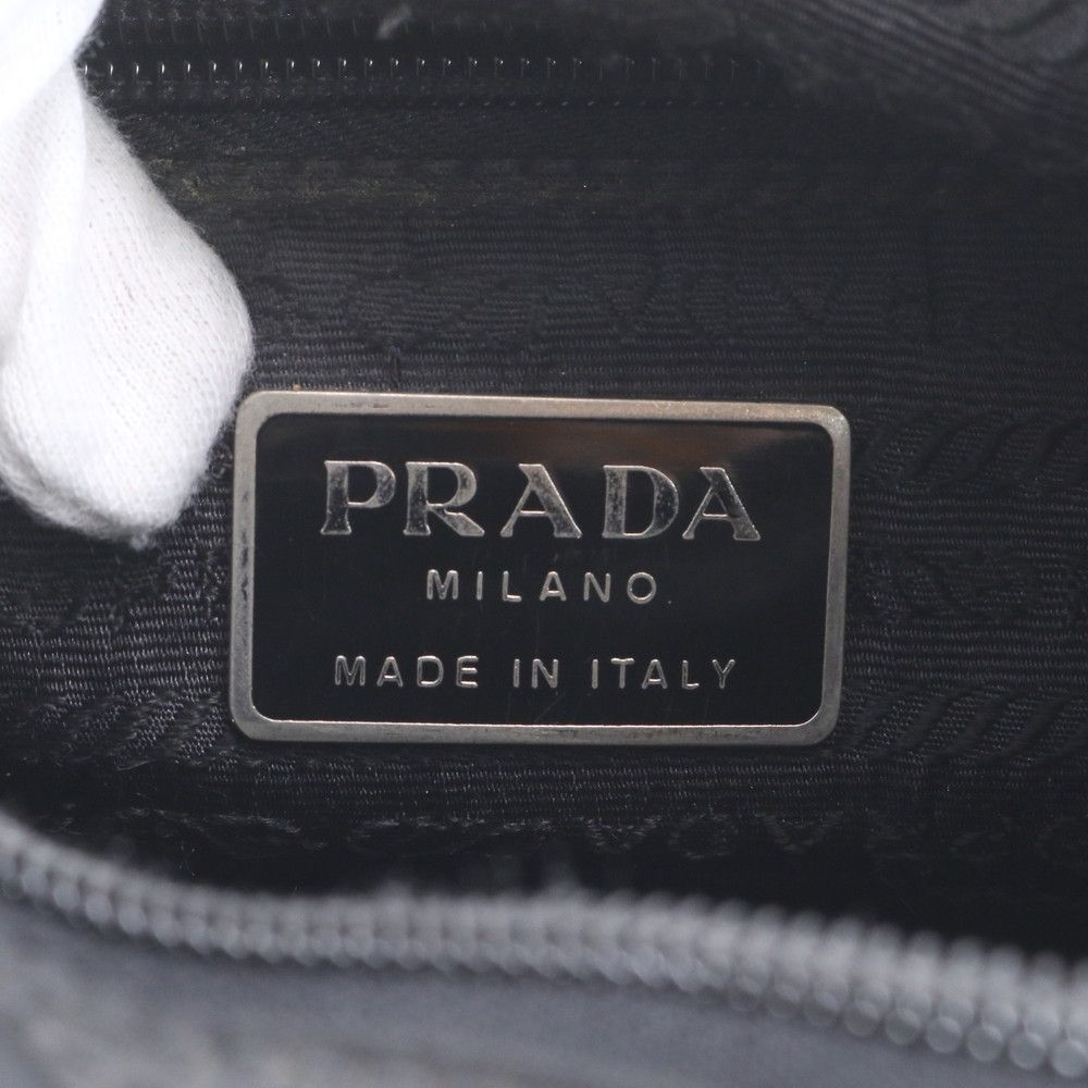 Prada Tessuto Nylon Triangle Logo Leather Shoulder Bag Crossbody Messenger — view 9