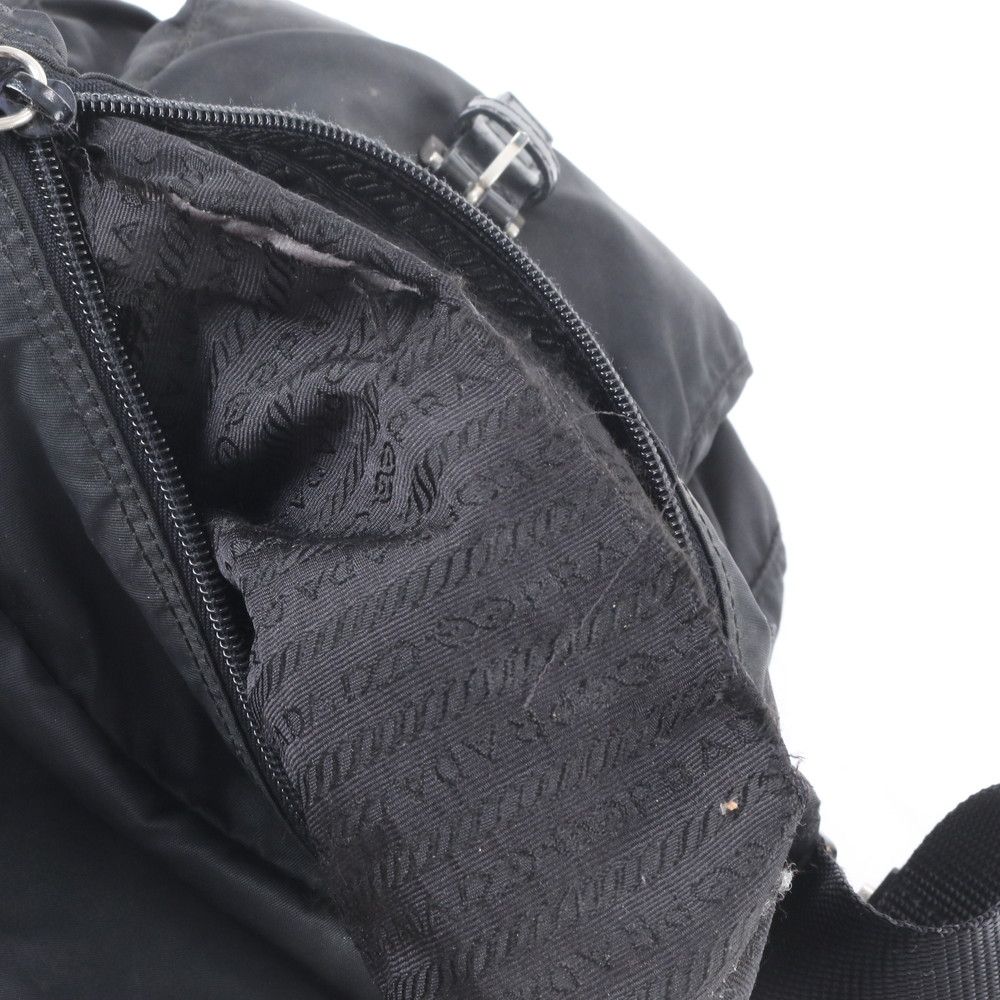 Prada Tessuto Nylon Triangle Logo Leather Shoulder Bag Crossbody Messenger — view 8