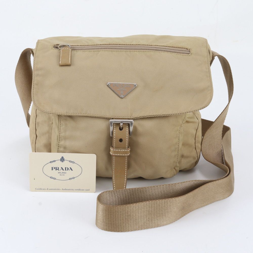 Prada Tessuto Nylon Leather Shoulder Bag Crossbody