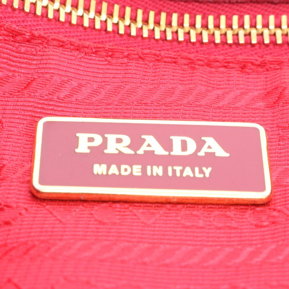 Prada Tessuto Nylon Ribbon Motif Leather Tote Shoulder Hand — view 8