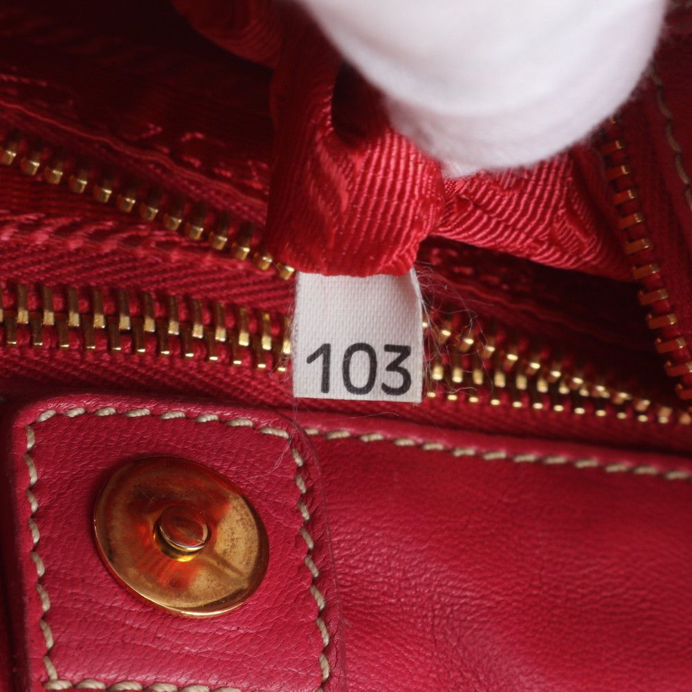Prada Tessuto Nylon Ribbon Motif Leather Tote Shoulder Hand — view 9
