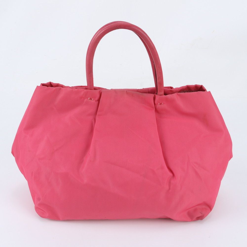 Prada Tessuto Nylon Ribbon Motif Leather Tote Shoulder Hand — view 3