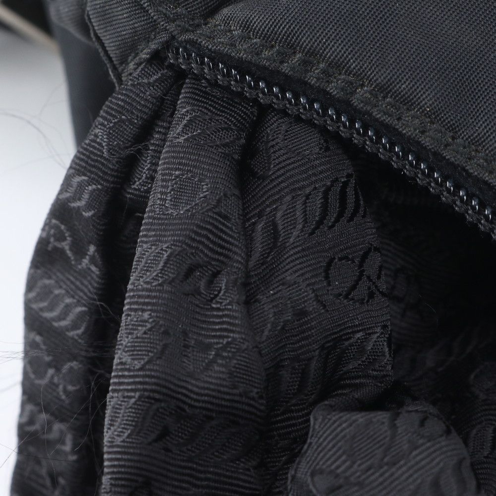 Prada Tessuto Nylon Triangle Logo Leather Shoulder Bag Crossbody — view 8