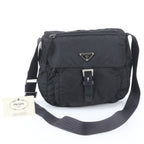 Prada Tessuto Nylon Triangle Logo Leather Shoulder Bag Crossbody