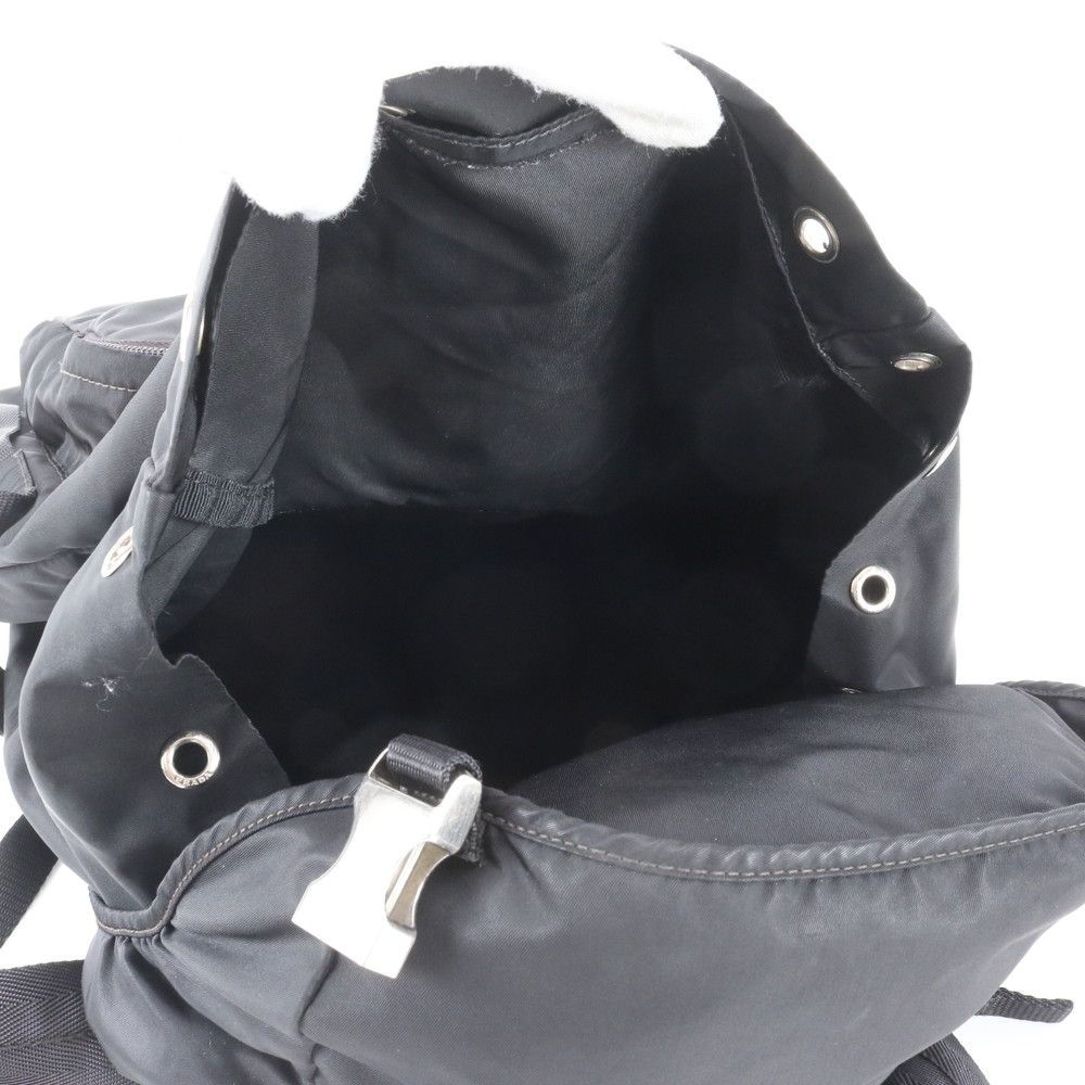 Prada Tessuto Nylon Triangle Logo Backpack Shoulder Bag Black — view 7