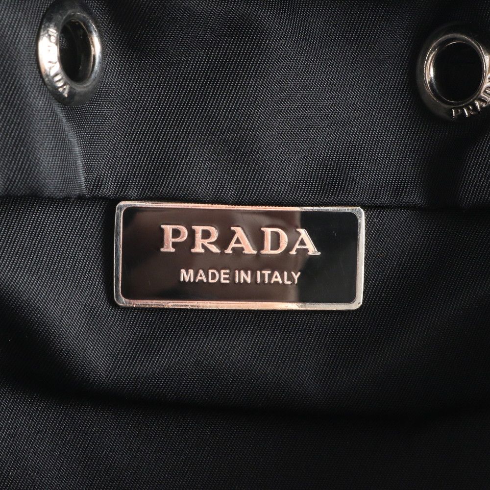Prada Tessuto Nylon Triangle Logo Backpack Shoulder Bag Black — view 9
