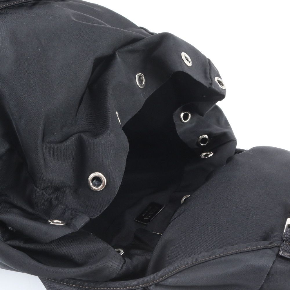 Prada Tessuto Nylon Triangle Logo Backpack Shoulder Bag Black — view 8