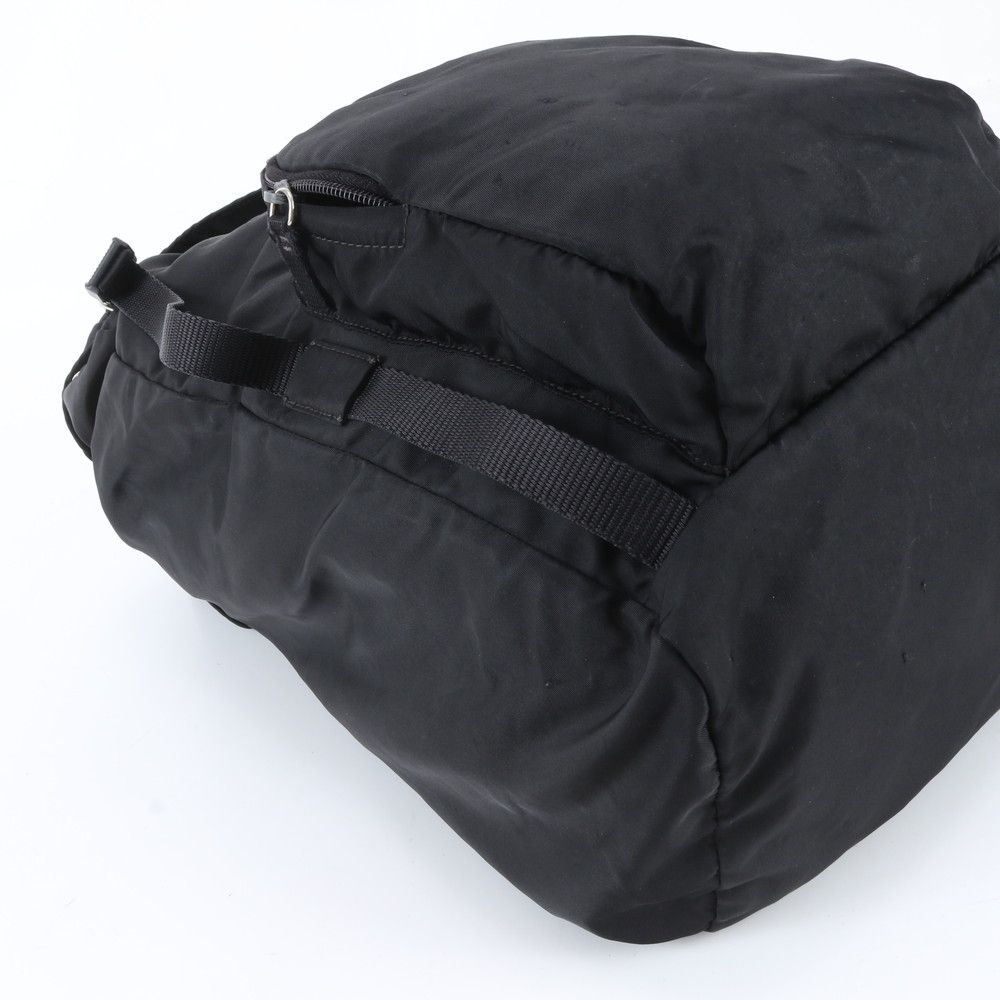 Prada Tessuto Nylon Triangle Logo Backpack Shoulder Bag Black — view 6