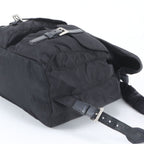 Prada Tessuto Nylon Triangle Logo Leather Backpack Black — view 4