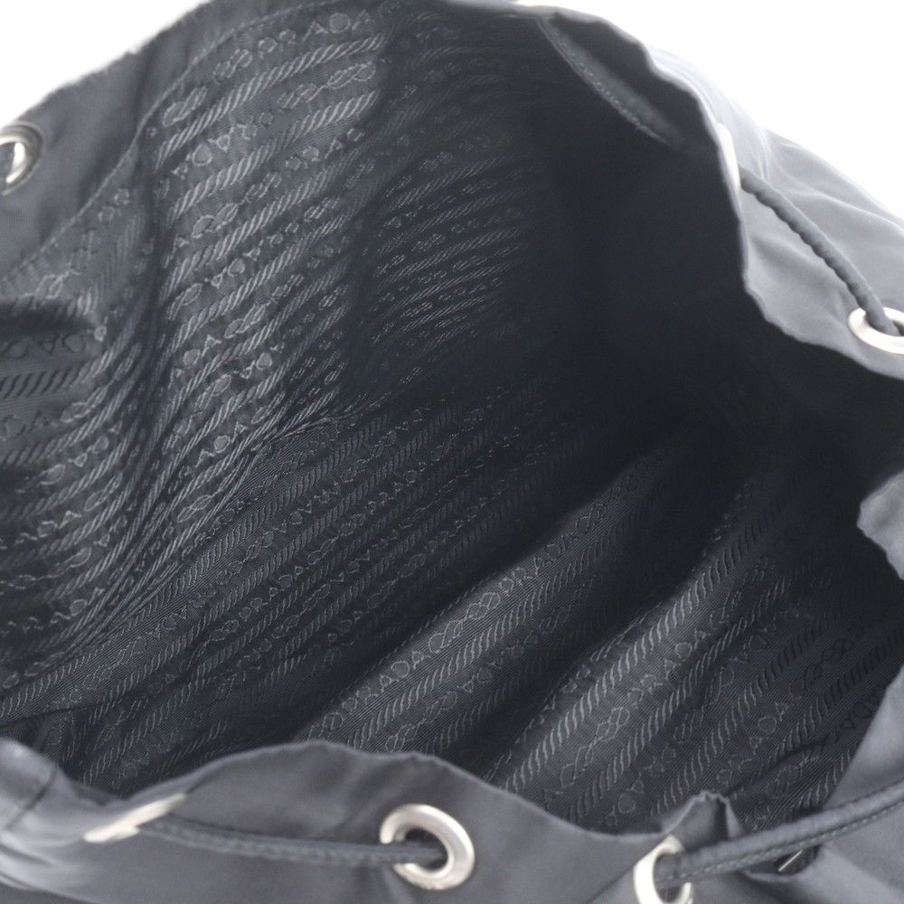 Prada Tessuto Nylon Triangle Logo Leather Backpack Black — view 7