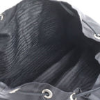 Prada Tessuto Nylon Triangle Logo Leather Backpack Black — view 7