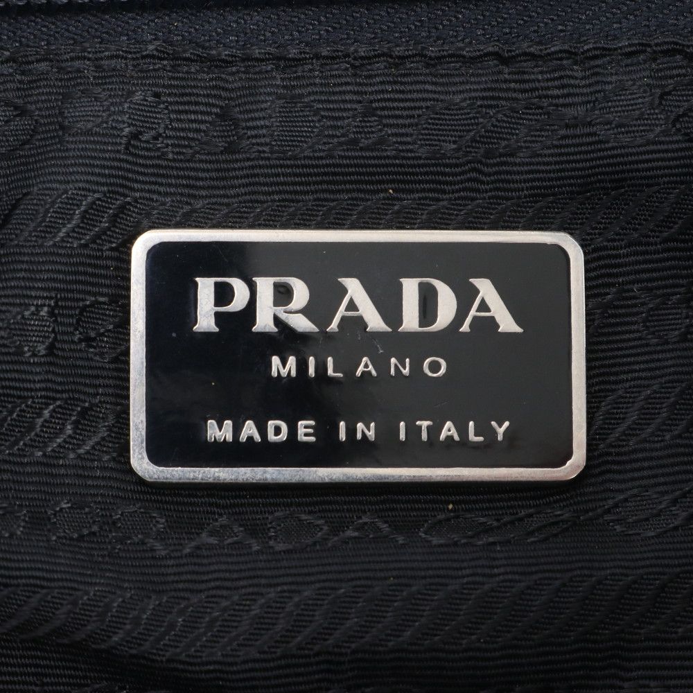 Prada Tessuto Nylon Triangle Logo Leather Backpack Black — view 8