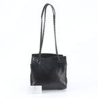 Prada Chain Leather Shoulder Bag Tote Black