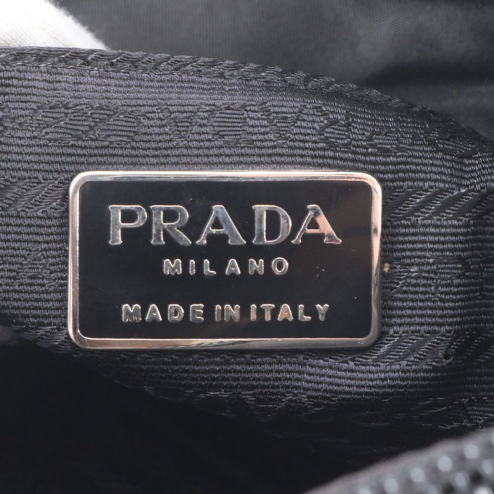 Prada Chain Leather Shoulder Bag Tote Black — view 9