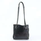 Prada Chain Leather Shoulder Bag Tote Black — view 3
