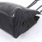 Prada Chain Leather Shoulder Bag Tote Black — view 4