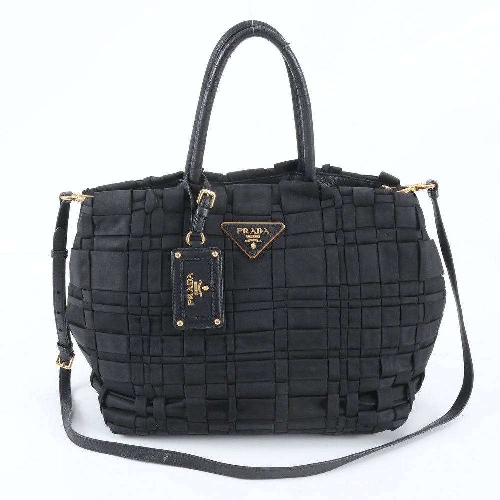 Prada Tessuto Nylon Triangle Logo Braided 2-Way Shoulder Bag Crossbody Tote — view 3