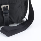 Prada Tessuto Nylon Triangle Logo Leather Shoulder Bag Crossbody Black — view 2