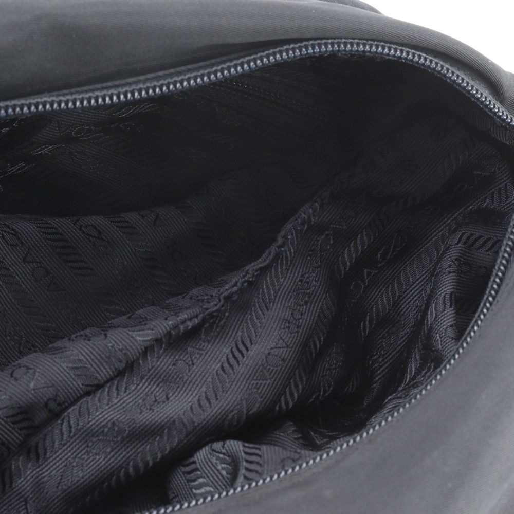 Prada Tessuto Nylon Triangle Logo Leather Shoulder Bag Crossbody Black — view 9