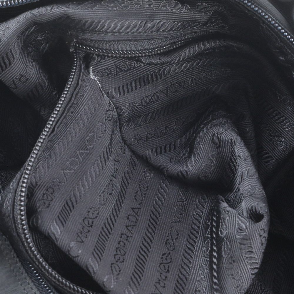 Prada Tessuto Nylon Triangle Logo Leather Shoulder Bag Crossbody Black — view 8