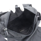 Prada Tessuto Nylon Triangle Logo Leather Shoulder Bag Crossbody Black — view 7