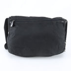 Prada Tessuto Nylon Triangle Logo Leather Shoulder Bag Crossbody Black — view 3