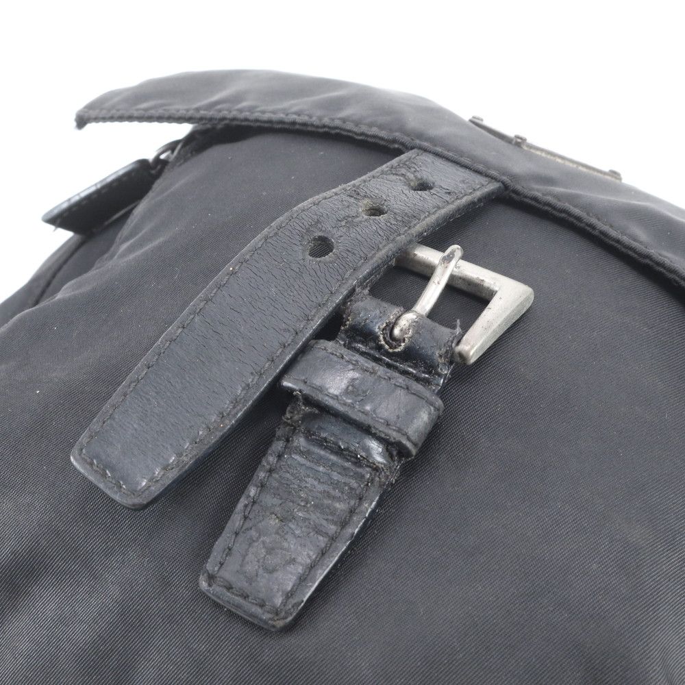 Prada Tessuto Nylon Triangle Logo Leather Shoulder Bag Crossbody Messenger — view 9