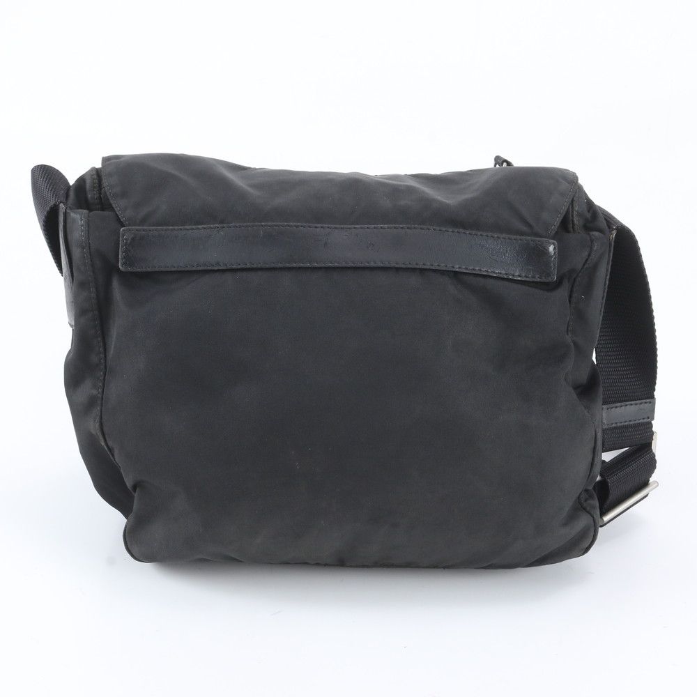 Prada Tessuto Nylon Triangle Logo Leather Shoulder Bag Crossbody Messenger — view 3