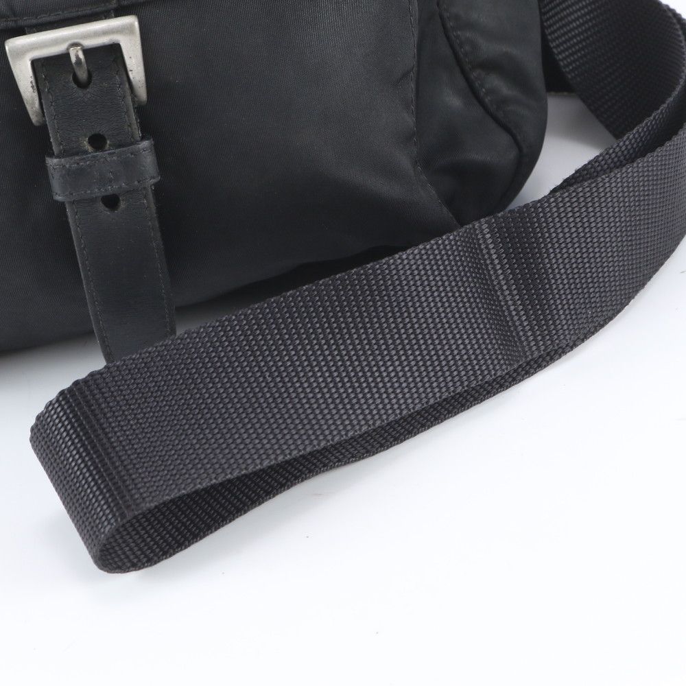 Prada Tessuto Nylon Triangle Logo Leather Shoulder Bag Crossbody Messenger — view 2