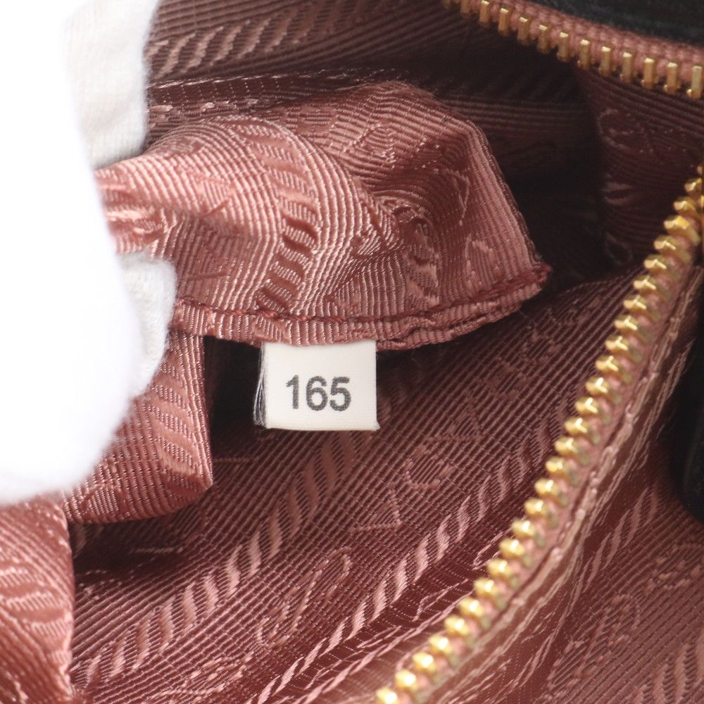 Prada Tessuto Nylon Ribbon Motif Leather Tote Shoulder Black — view 9