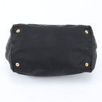 Prada Tessuto Nylon Ribbon Motif Leather Tote Shoulder Black — view 5