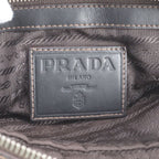 Prada Logo Jacquard Leather Shoulder Bag Crossbody Messenger Business Brown — view 8